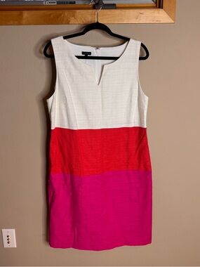 NWT TALBOTS Colorblock Sheath Dress - White, Red & Pink